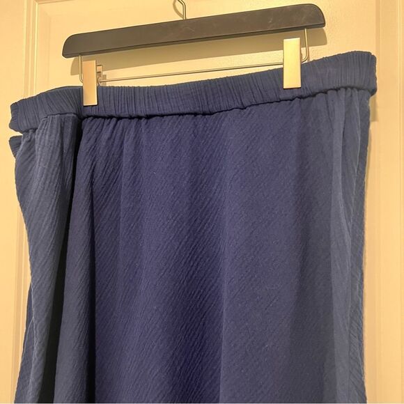 CASLON Women's Tie Waist Maxi Skirt Faux Wrap in Navy Cotton Gauze Size 1X - Picture 7 of 15